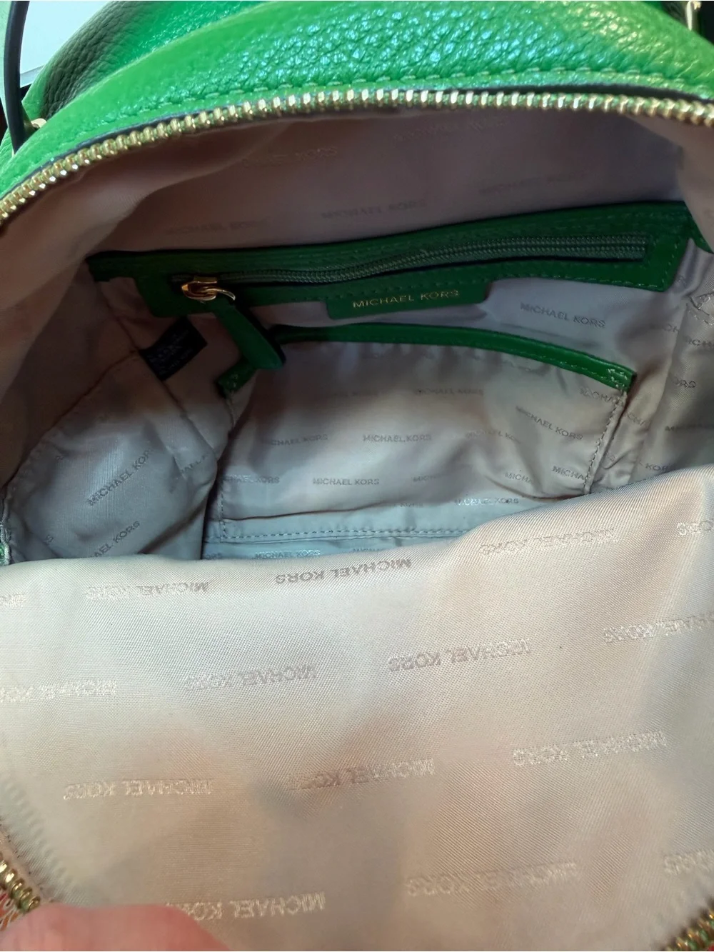 Michael Kors Jessa Small Pebbled Leather Convertible Green Backpack *Nice